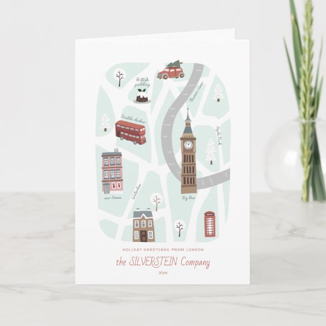 Weihnachtsfeiertag in London Village Card Einladung (Vorderseite)