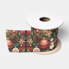 Weihnachtsfeiertag Kariert Red Satinband