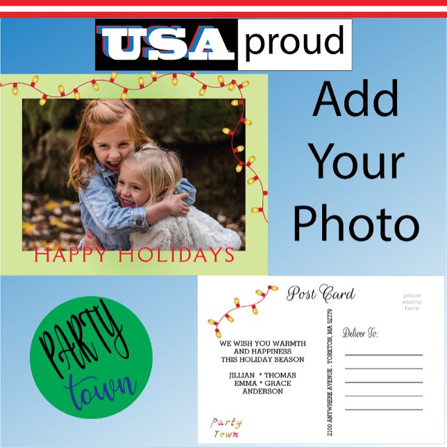 Weihnachtsfeiertag 🎄 Limettengraues Foto Feiertagspostkarte (Von Creator hochgeladen)