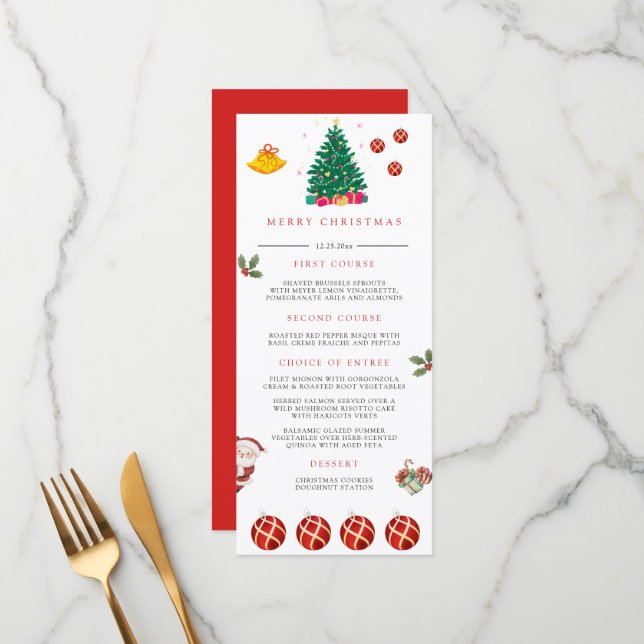 Weihnachtsfeiertag Menükarte (Vorderseite/Rückseite Beispiel)