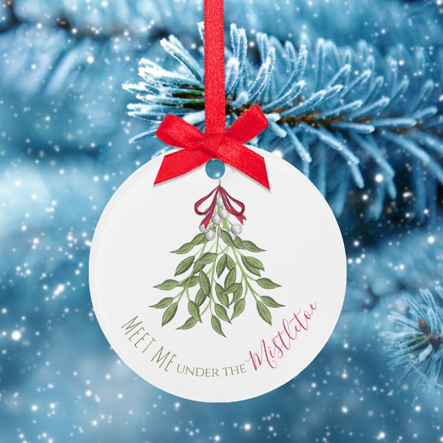 Weihnachtsfeiertag Merry Mistletoe Niedlich Whimsi Ornament (Merry Christmas mistletoe cute whimsical typography ornament.)
