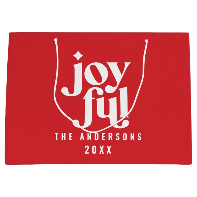 Weihnachtsfeiertag mit zeitgenössischer Grafik-Rot Große Geschenktüte (Vorderseite)
