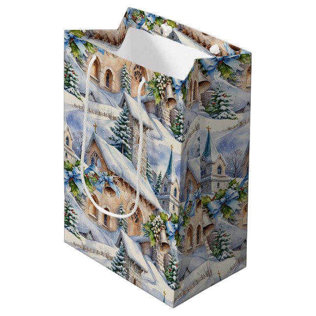 Weihnachtsfeiertag Mittlere Geschenktüte (Vorderseite Schrägansicht)