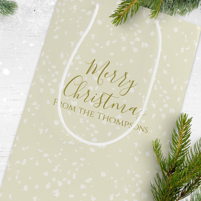 Weihnachtsfeiertag Moderner Minimalistischer Golde Mittlere Geschenktüte (With gold golden whimsical festive style stripes. )