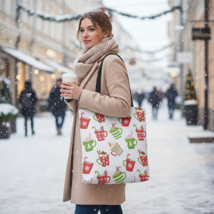 Weihnachtsfeiertag Muster für festliche heiße Getr Tasche