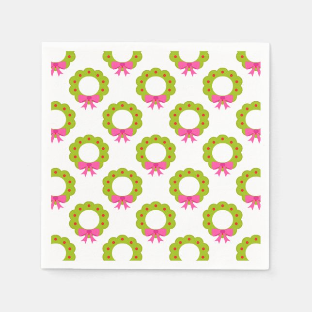 Weihnachtsfeiertag Muster - Pink Bow Holiday Desig Serviette (Vorderseite)