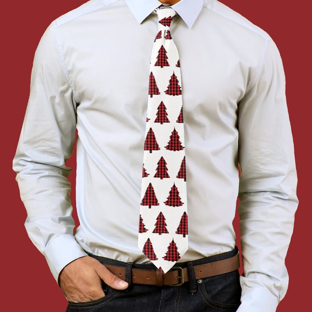 Weihnachtsfeiertag Niedliches Baum Buffalo Kariert Krawatte (Buffalo check pattern christmas tree neck tie. )