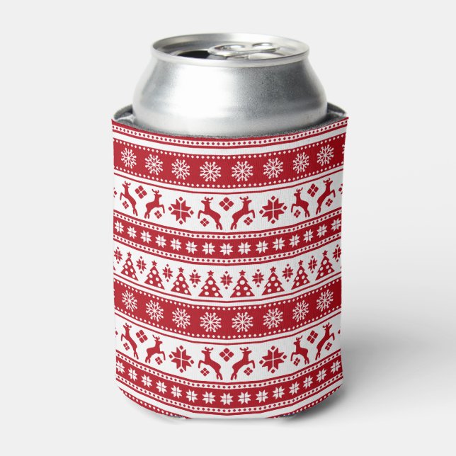 Weihnachtsfeiertag Nordic Pattern Gemütlich Dosenkühler (Kanne Vorderseite)