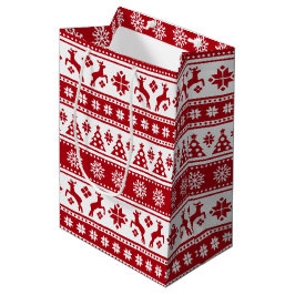 Weihnachtsfeiertag Nordic Pattern Gemütlich Mittlere Geschenktüte
