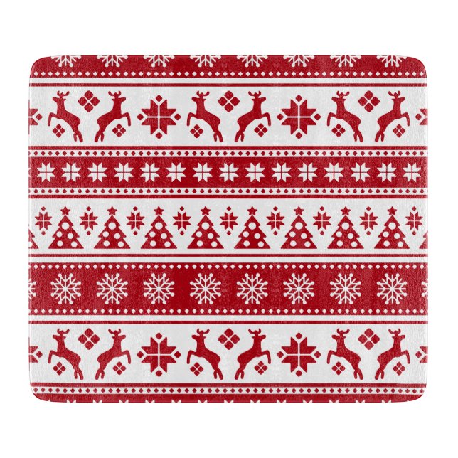 Weihnachtsfeiertag Nordic Pattern Gemütlich Schneidebrett (Vorderseite)