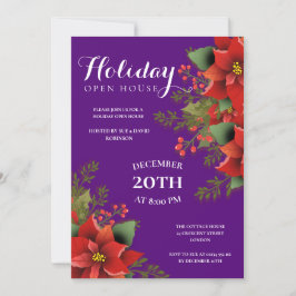 Weihnachtsfeiertag Offenes Haus Poinsettia Lila Einladung