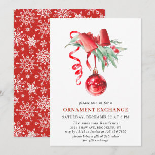 Weihnachtsfeiertag Ornament Exchange Party Einladung