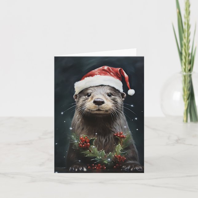 Weihnachtsfeiertag Otter Feiertagskarte (Vorderseite)