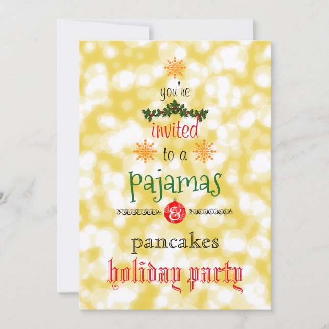 Weihnachtsfeiertag Pajamas & Pancakes Party Einladung (Vorderseite)