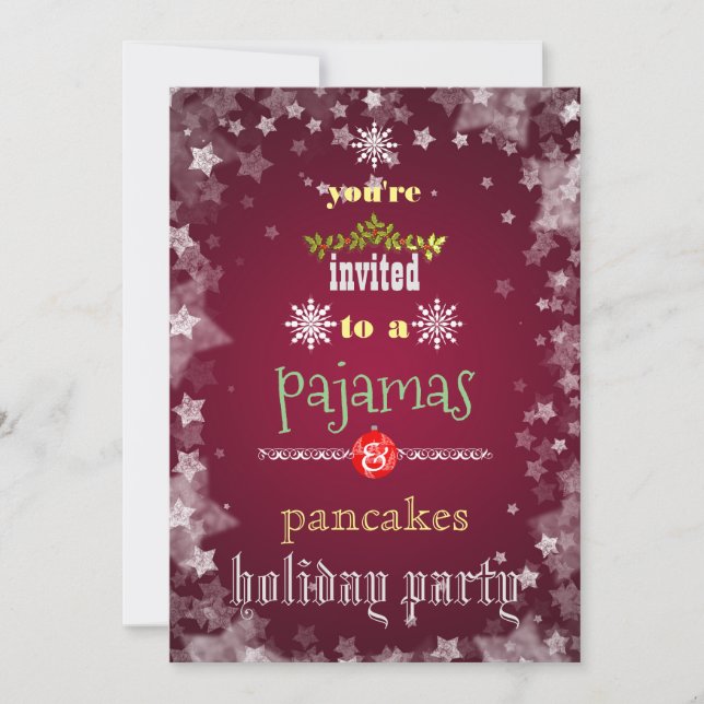 Weihnachtsfeiertag Pajamas & Pancakes Party Einladung (Vorderseite)