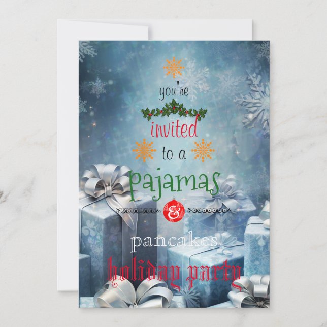 Weihnachtsfeiertag Pajamas & Pancakes Party Einladung (Vorderseite)