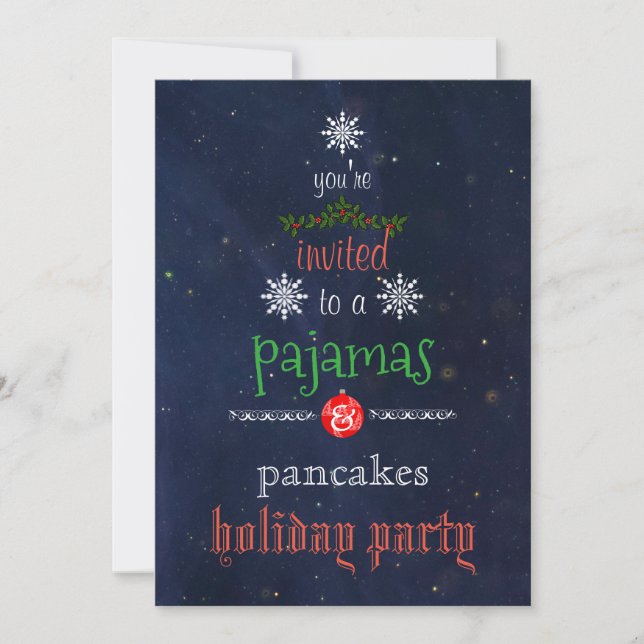 Weihnachtsfeiertag Pajamas & Pancakes Party Einladung (Vorderseite)