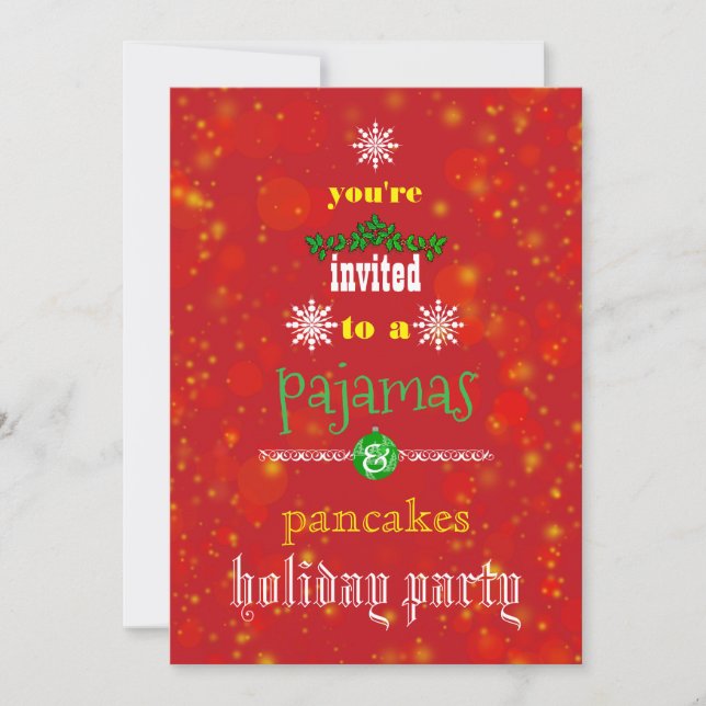 Weihnachtsfeiertag Pajamas & Pancakes Party Einladung (Vorderseite)