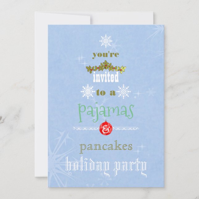 Weihnachtsfeiertag Pajamas & Pancakes Party Einladung (Vorderseite)