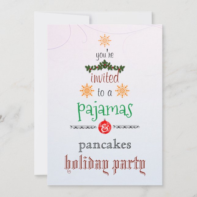 Weihnachtsfeiertag Pajamas & Pancakes Party Einladung (Vorderseite)