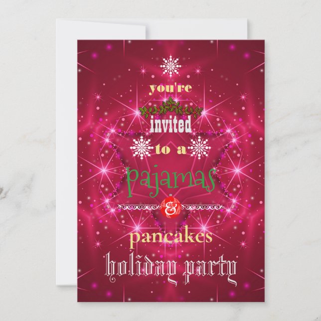 Weihnachtsfeiertag Pajamas & Pancakes Party Einladung (Vorderseite)