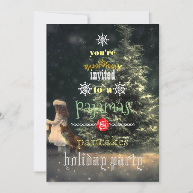 Weihnachtsfeiertag Pajamas & Pancakes Party Einladung (Vorderseite)