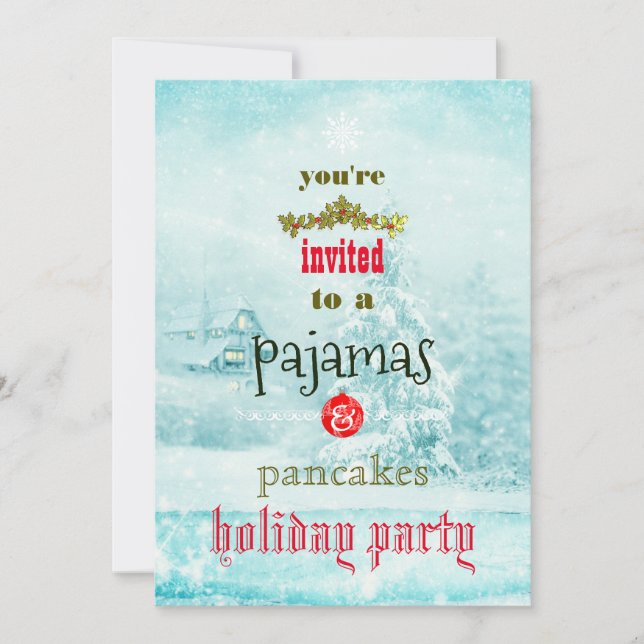 Weihnachtsfeiertag Pajamas & Pancakes Party Einladung (Vorderseite)