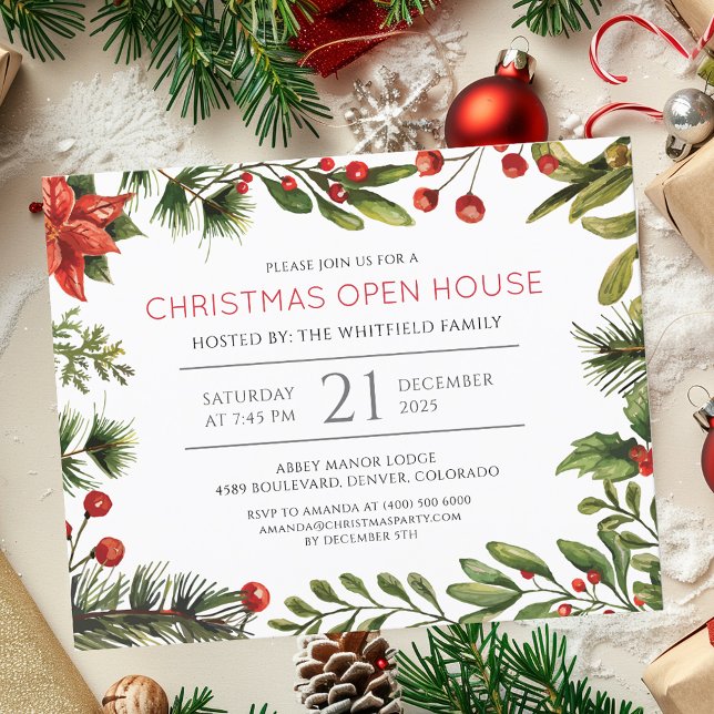 Weihnachtsfeiertag Party einladen (Christmas Open House Holiday Party Invitation)