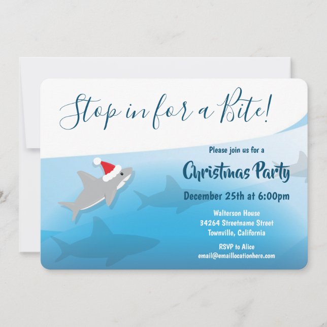 Weihnachtsfeiertag Party in Shark Einladung (Vorderseite)
