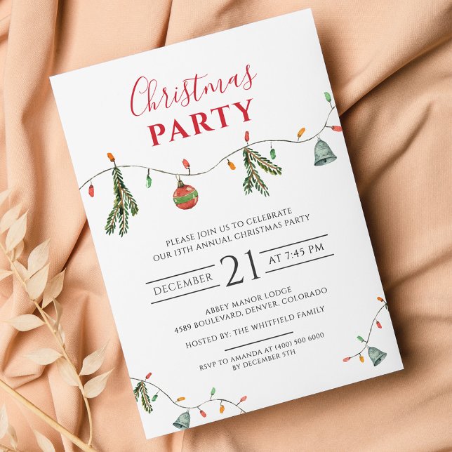 Weihnachtsfeiertag Party Modernes Einladungspostkarte (Family Christmas Party Boho Invitation Postcard)