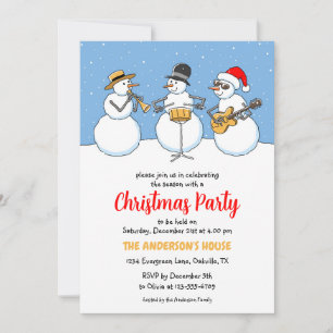 Weihnachtsfeiertag Party Snowmen Jazzband Einladung