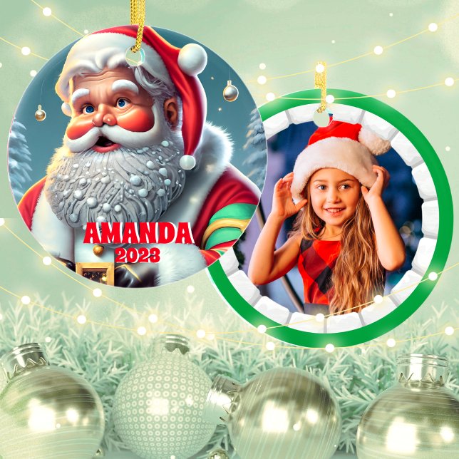 Weihnachtsfeiertag Personalisiert Kids Foto Keramik Ornament (Von Creator hochgeladen)