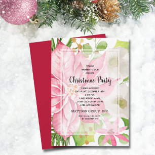 Weihnachtsfeiertag Pink Poinsettia Floral Einladung