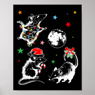 Weihnachtsfeiertag Possum Moon Opossum Raccoon Xma Poster