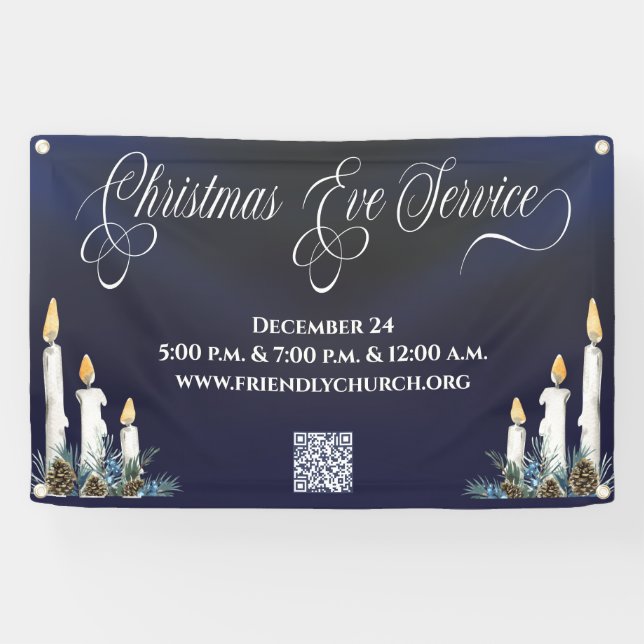 Weihnachtsfeiertag QR Code Candlelight Service Banner (Horizontal)
