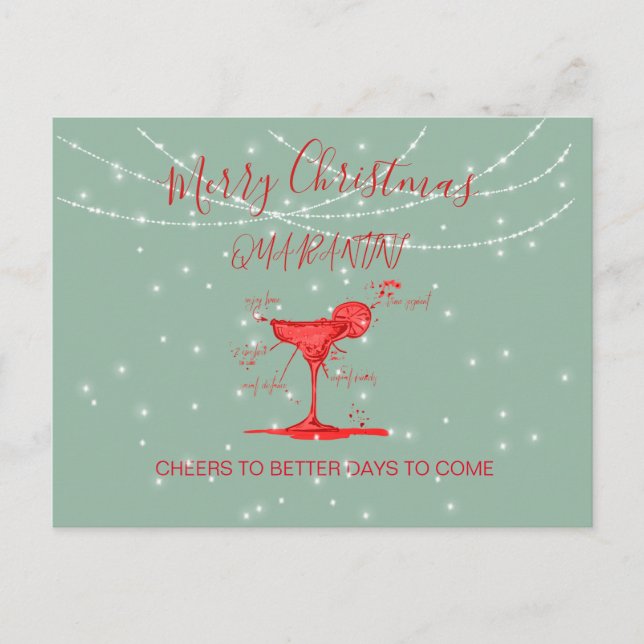 Weihnachtsfeiertag Quarantini Martini Green Postkarte (Vorderseite)