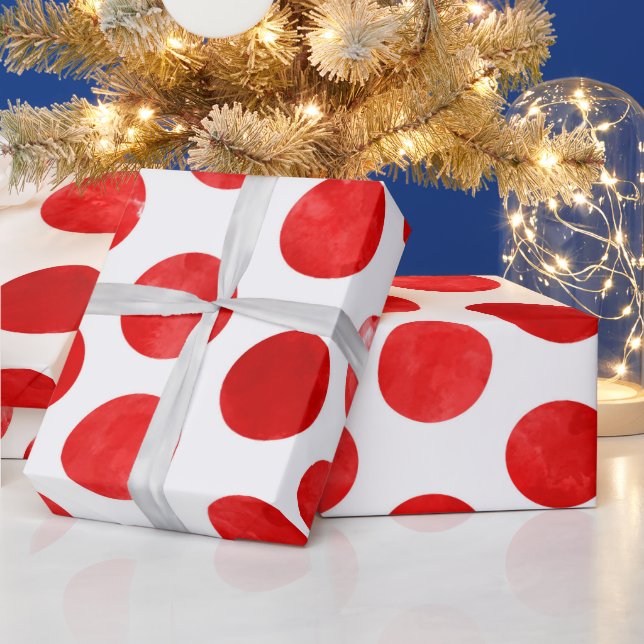 Weihnachtsfeiertag Red Polka Dot Pattern Moderne W Geschenkpapier (Feiertage)