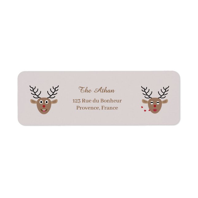 Weihnachtsfeiertag Reindeer Blush-Rücksendeadresse (Vorne)