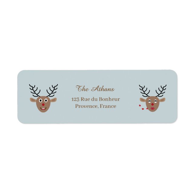 Weihnachtsfeiertag Reindeer Dusty Blue Adresse (Vorne)