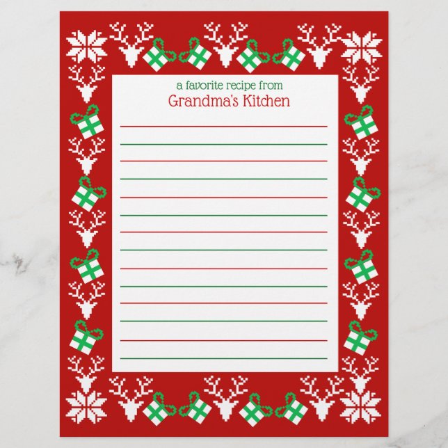 Weihnachtsfeiertag Rezept Papier (Vorderseite)