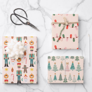 Weihnachtsfeiertag Rosa Dekorationspapier Geschenkpapier Set