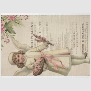 Weihnachtsfeiertag Rosa Engel Ephemera Decoupage Seidenpapier