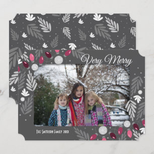 Weihnachtsfeiertag Rosa Lights Ein Foto Option Einladung