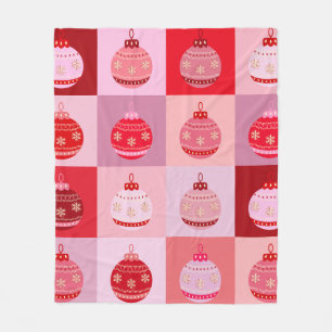 Weihnachtsfeiertag - Rosa und Rote karierte Orname Fleecedecke