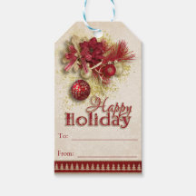 Weihnachtsfeiertag - Rot/Gold - Happy Holiday