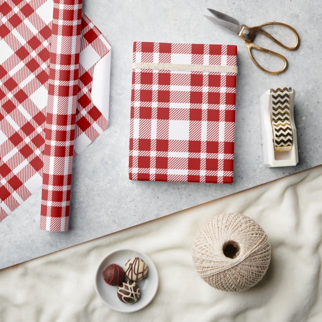 Weihnachtsfeiertag Rot Kariert Geschenkpapier (Kunsthandwerk)
