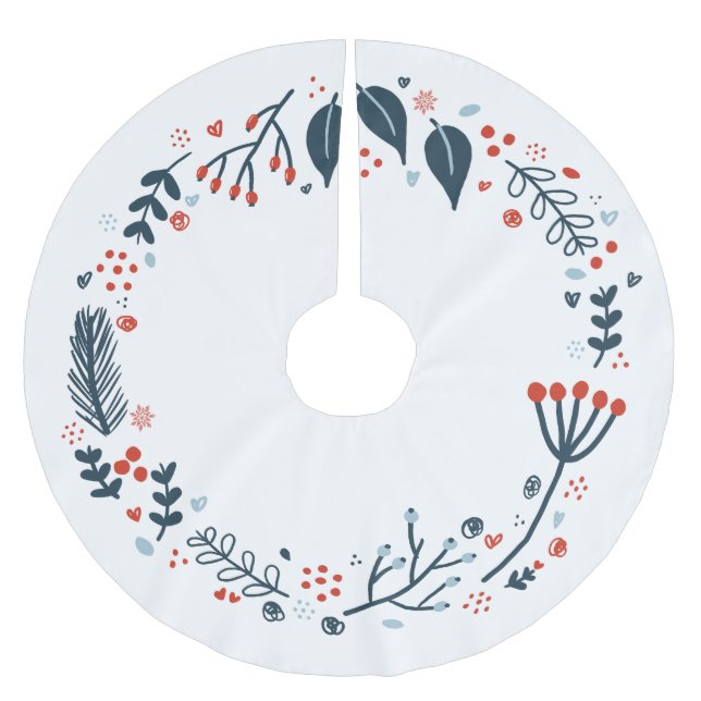 Weihnachtsfeiertag Rot und Blau Polyester Weihnachtsbaumdecke (Vorderseite)