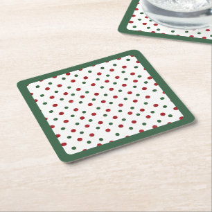Weihnachtsfeiertag Rotes grünes Retro Dots Muster Rechteckiger Pappuntersetzer