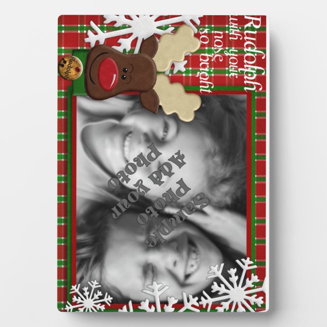 Weihnachtsfeiertag Rudolph Foto Frame Geschenk Fotoplatte (Vorderseite)