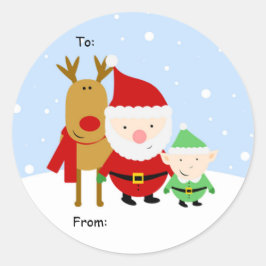 Weihnachtsfeiertag, Rudolph und Elf an: Von: Runder Aufkleber